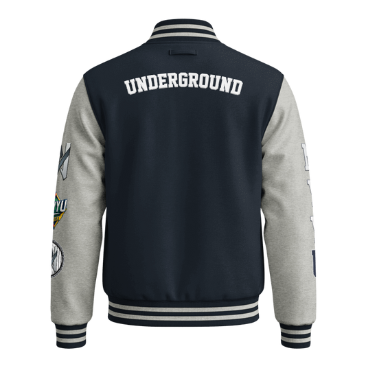 NYY Underground Varsity Jacket | Navy & Heather Grey Letterman