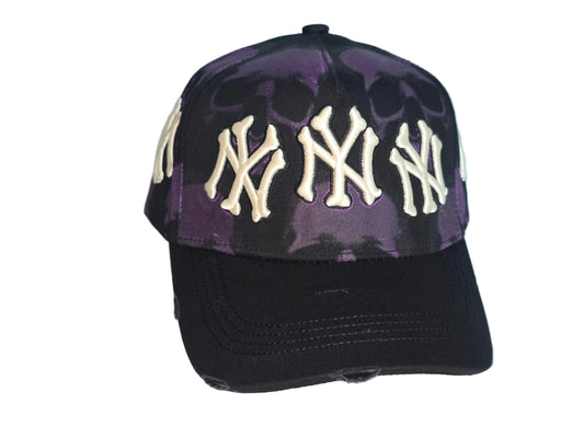 Purple Skull NY Bone Logo Snapback W/ Suede Brim