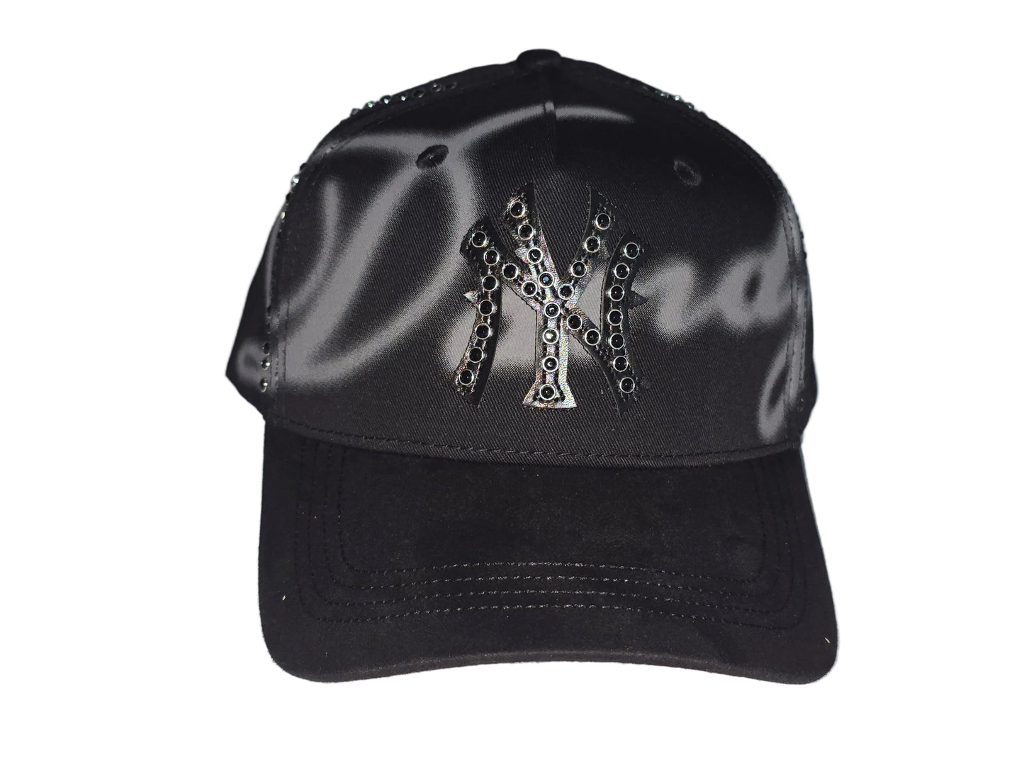 Yankees Black Suede Brim Rhinestone Studded Snapback Hat