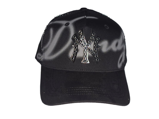 Yankees Black Suede Brim Rhinestone Studded Snapback Hat