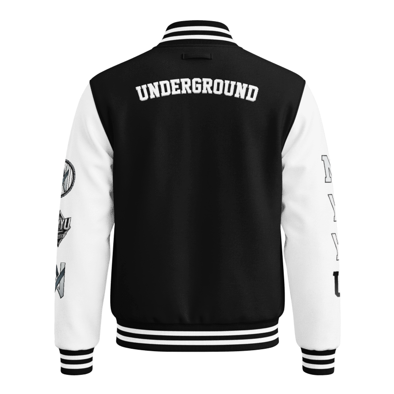 NYY Underground UWO Varsity Jacket | Black & White Letterman