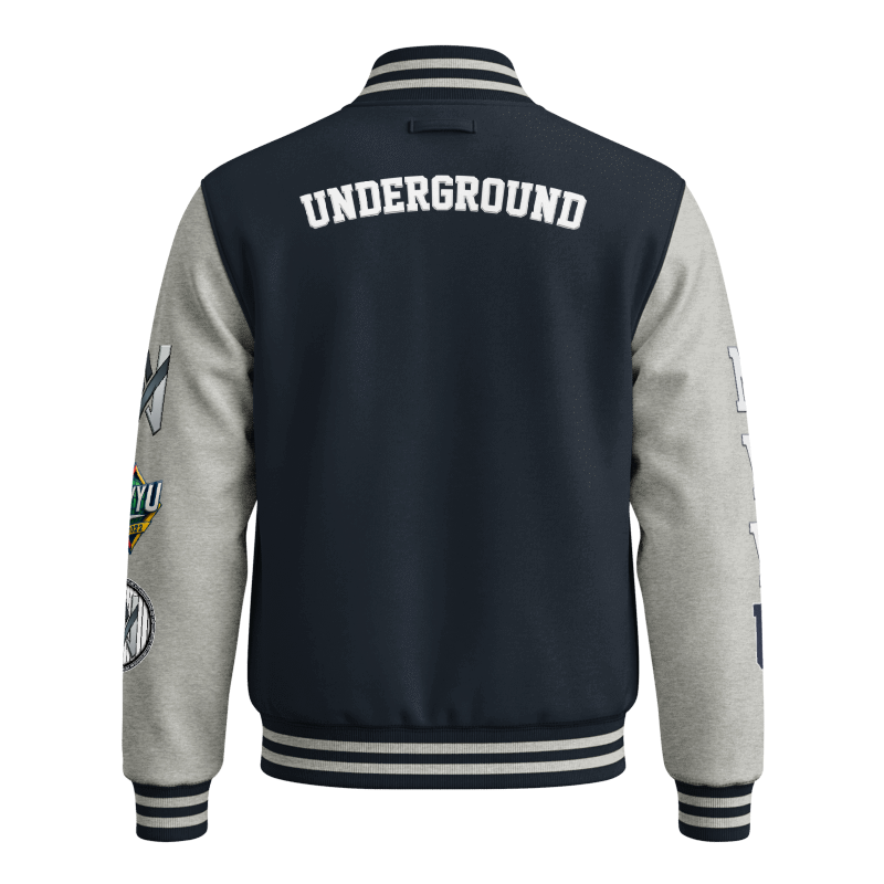 NYY Underground Varsity Jacket | Navy & Heather Grey Letterman