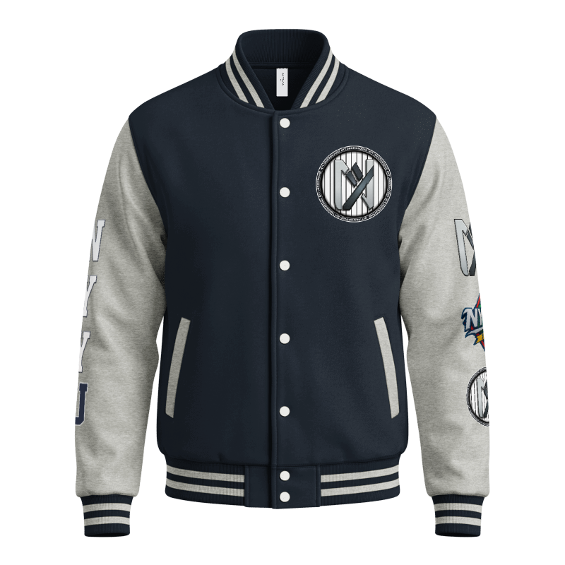 NYY Underground Varsity Jacket | Navy & Heather Grey Letterman